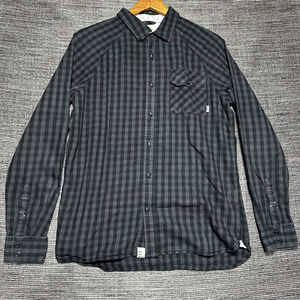 Vanss Flannel Button Up Shirt Men's S Gray Gingham Plaid Long Sleeve